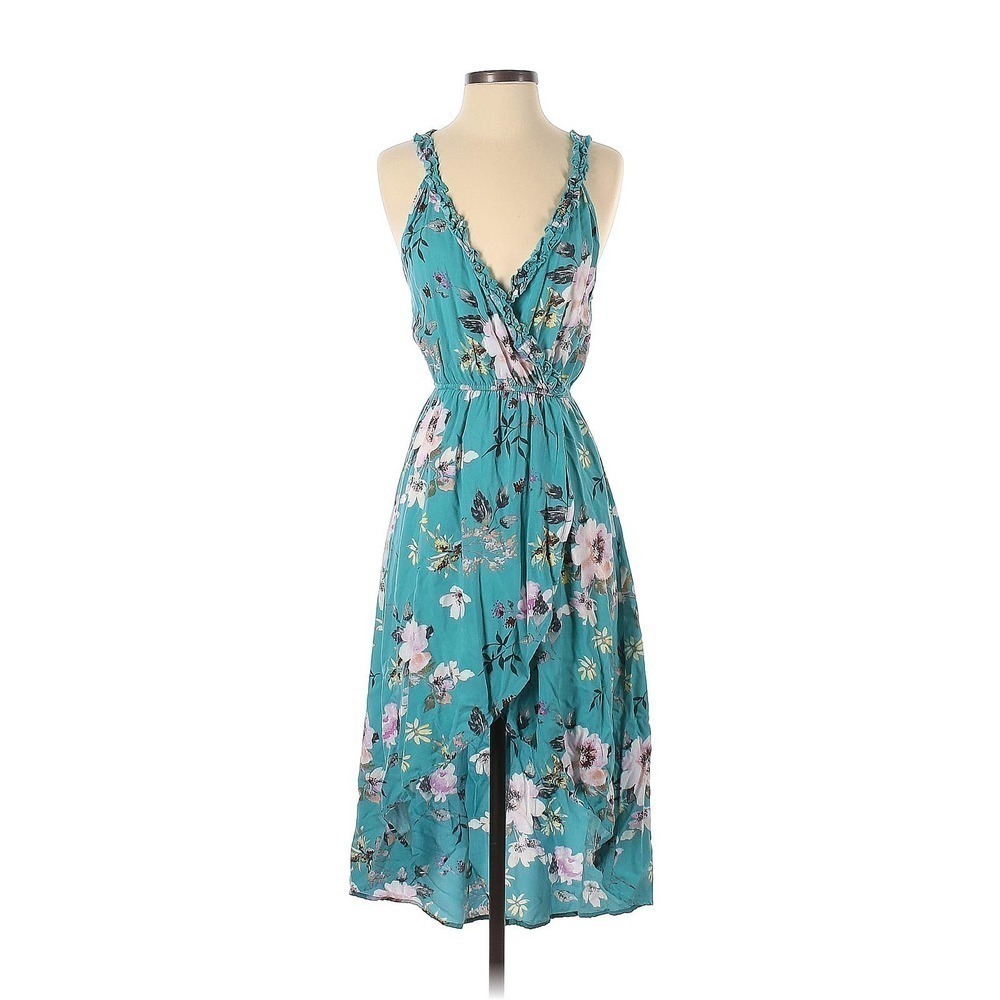 Louna Turquoise Floral Sleeveless Dress S